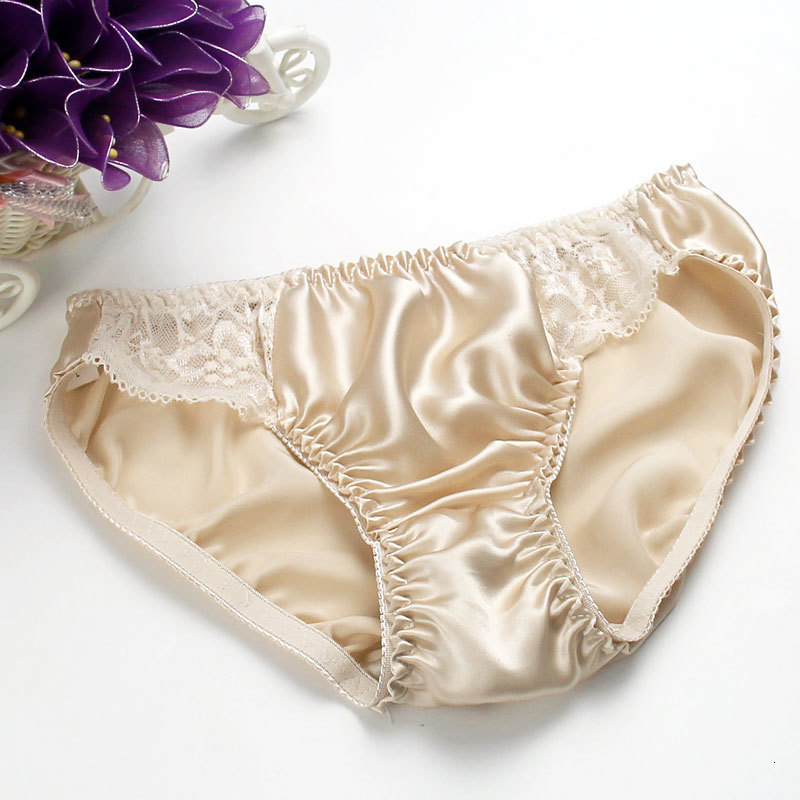 Women's Panties 5 PACK 100% Silk Women Panties Lace Briefs Low Waist Health Intimates Underwear Lingerie M-2XL MS003 230414