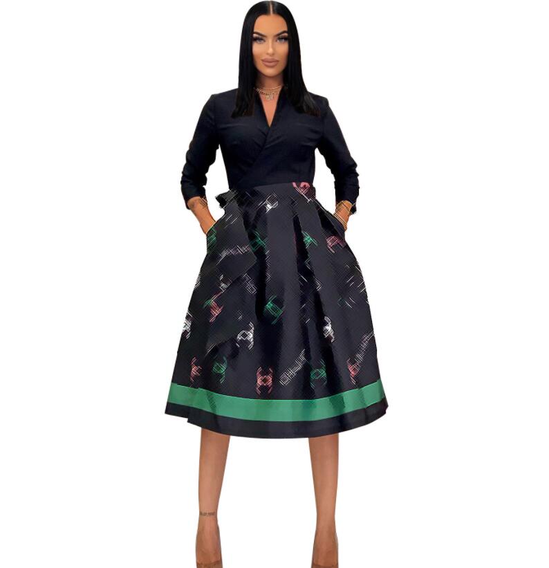 Casual Dresses 2023 Fashion Temperament Pleated Skirt High Quality Elastic Belt Medium Length Swing Skirt