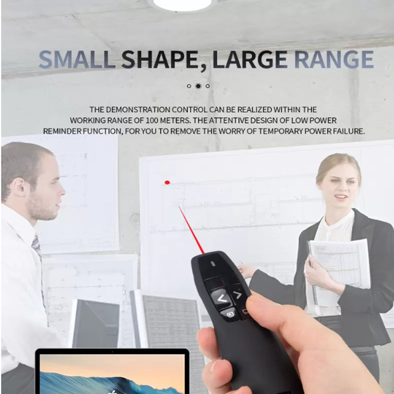 2.4GHz USB Wireless Presenter Red Laser Pen PPT Remote Control with Handheld Pointer for PowerPoint Presentation
