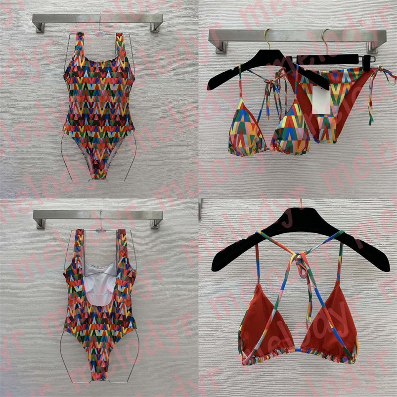 Women Vacation Swimwear Fashion Print One Piece Swimsuit Summer Beach Swimming Bikini Set