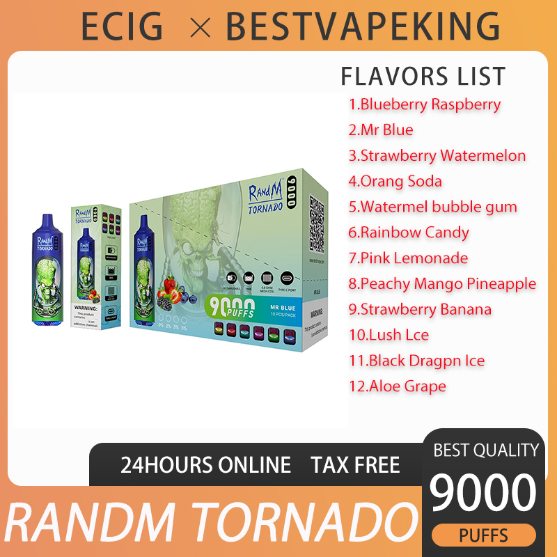 RandM Tornado 9000 Puffs Disposable Vape Pen E Cigarette Mesh Coil RGB Light Rechargeable Battery 0% 2% 3% 5% 18ml 43 colors Prefilled Pod Big Vapor Glowing Puff Vapes Kit
RandM Tornado 9000 Puffs Disposable Vape Pen E Cigarette Mesh Coil RGB Light Rechargeable Battery 0% 2% 3% 5% 18ml 43 colors Prefilled Pod Big Vapor Glowing Puff Vapes Kit