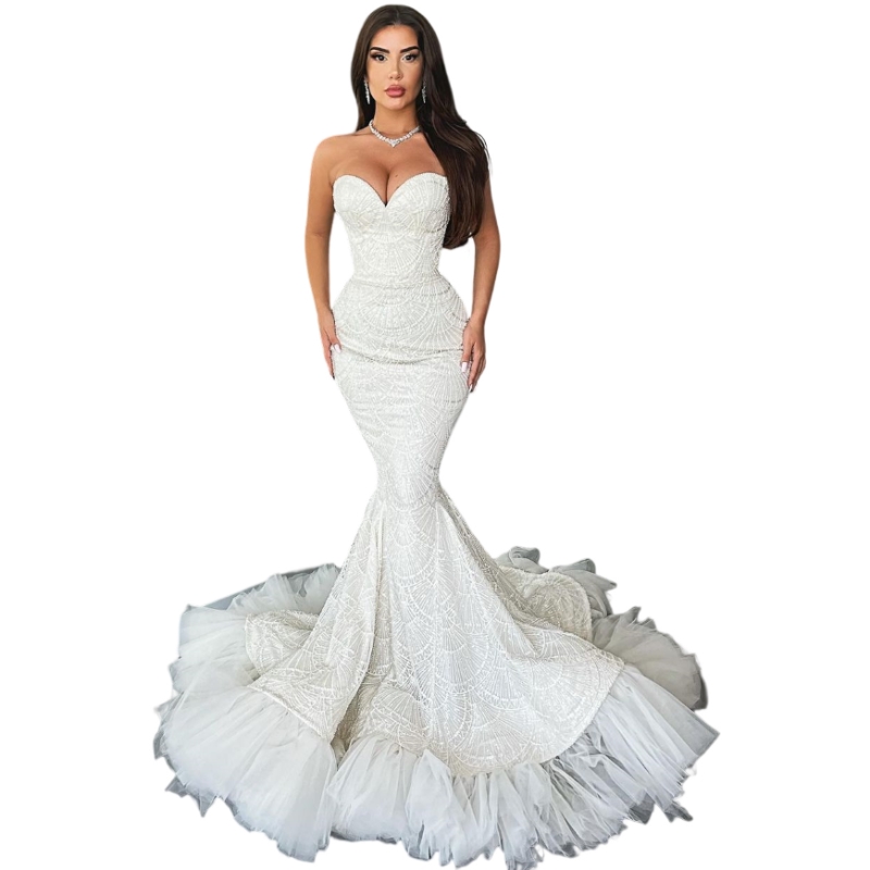 Elegant Sleeveless Lace Mermaid Bridal Gown - Backless Sweetheart Necke Wedding Dress In Ivory 6660305