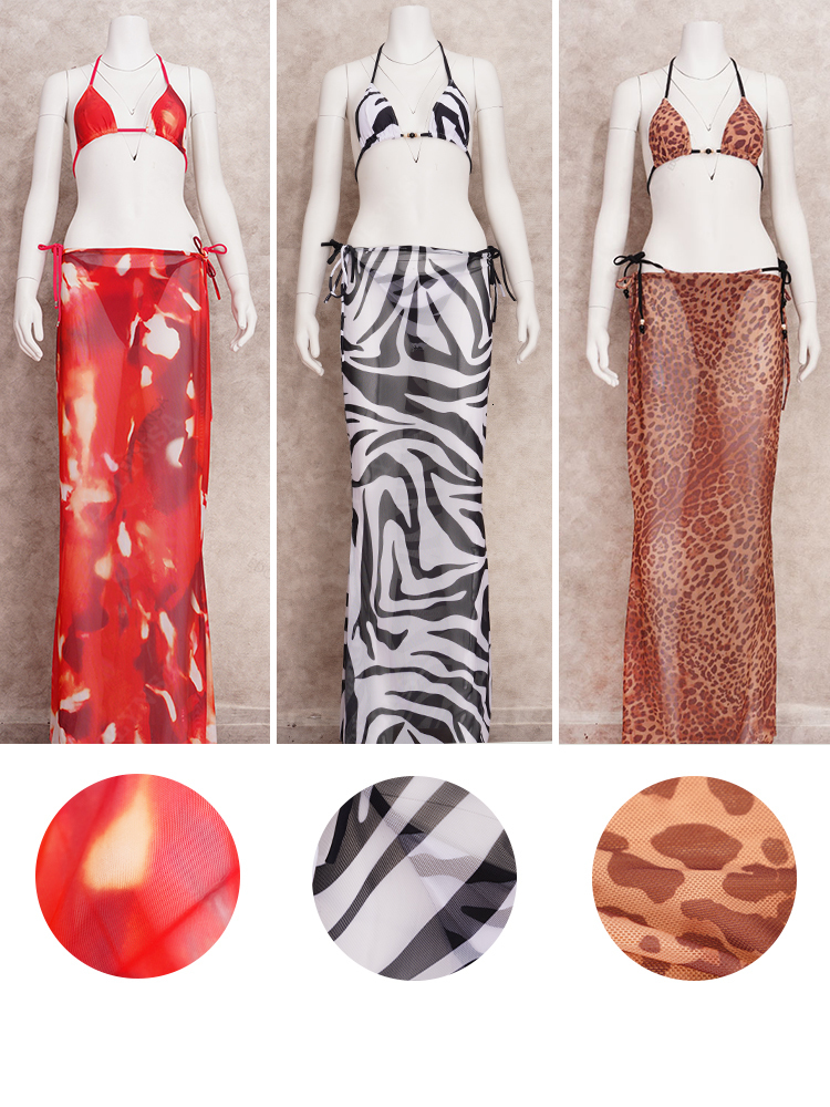 Women's Swimwear Sexy Leopard Print 3 Pieces Bikini Set 2023 Summer Beach Wear Triangle Bikinis Swimsuit With Skirt Coverup A1554 230331