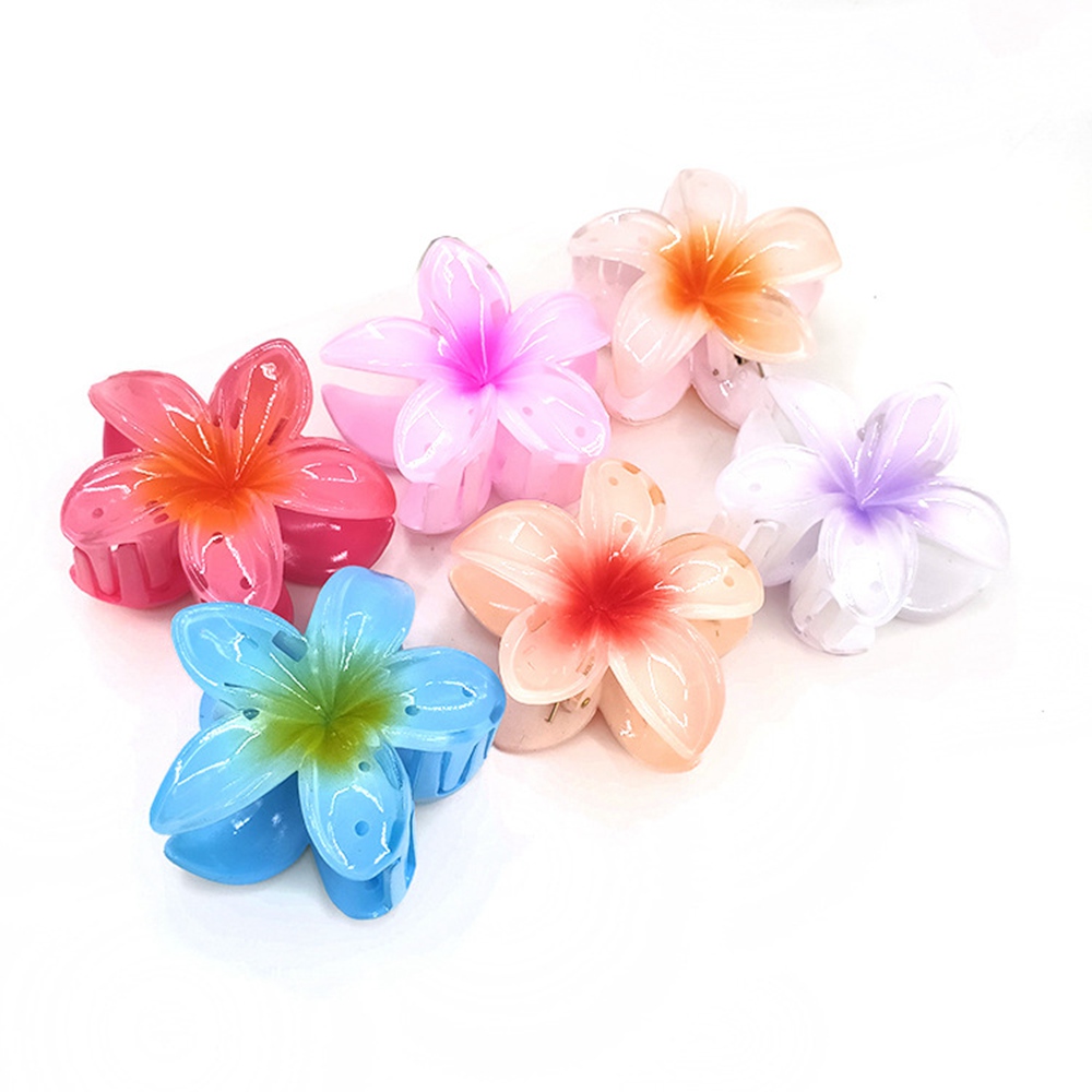 New Candy Gradient Color Flower Hair Clips Ribbon Girls Colorful Elegant Flower Shape Hair Claws Plastic Clip Hair Accessories S2028