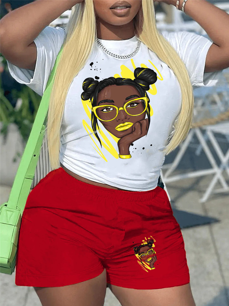 Designer Summer Outfits Women Tracksuits Plus size 3XL 4XL 5XLTwo Pieces Set Short Sleeve White T-shirt AND Shorts Matching Sportswear jogger Suits Wh