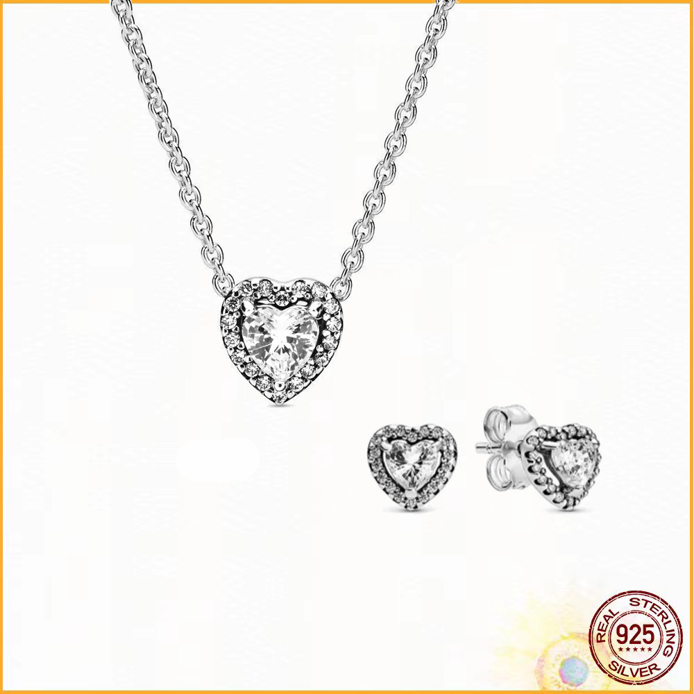 Shiny Herbarium Round Necklace Earring Set 925 Sterling Silver Fit Women Anniversary Birthday Gift
