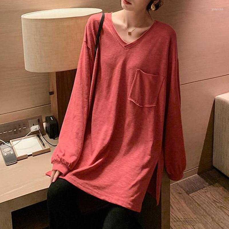 Women's T Shirts Spring Autumn V Neck Solid Long Sleeve Oversized Basic All Match Tee Shirt Women Casual Loose Simple Tunic Top Female, Black
Women's T Shirts Spring Autumn V Neck Solid Long Sleeve Oversized Basic All Match Tee Shirt Women Casual Loose Simple Tunic Top Female, Black