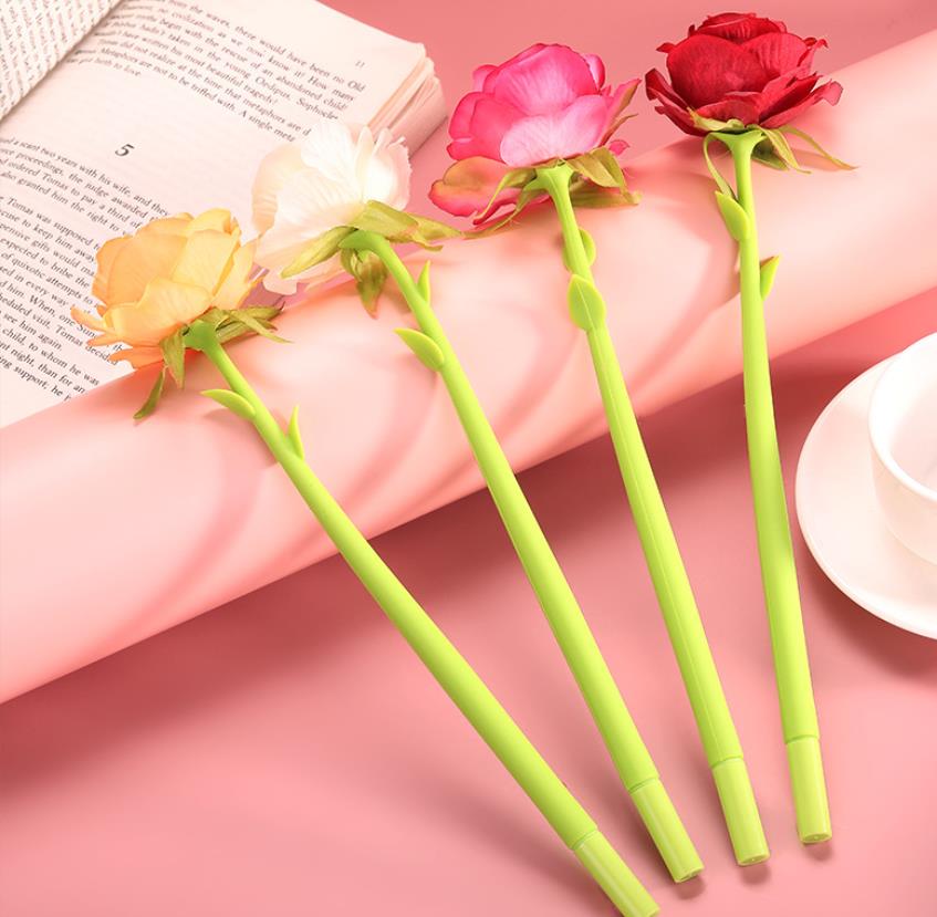 

Flower Pens Rose Valentine's Day Gifts Flower Ballpoint Pen Creative Liquid Black 0.5mm Gel Ink Rollerball Pen for Home Office School Art Decoration Supplies