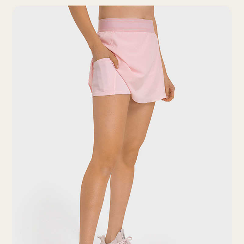 A31 Tennis Skirts Yoga Outfits Safe Gym Golf Running Pleated Pantskirt Sexy Women Sports Fiess Shorts Pocket High Waist Skort