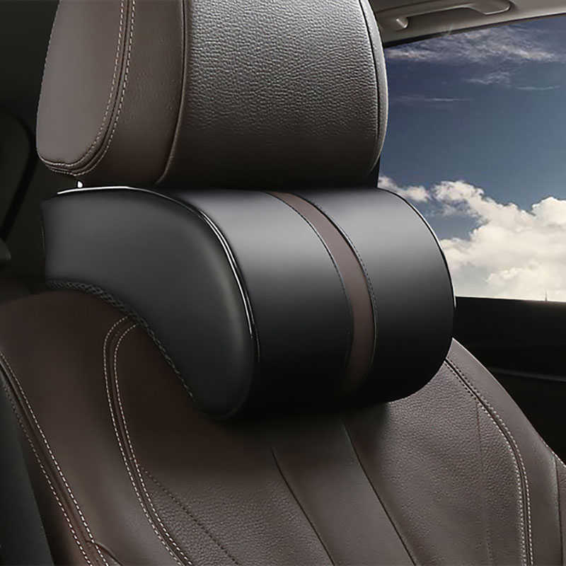 New Car Seat Headrest Travel Rest Neck Pillow PU Leather Auto Car Neck Pillow Memory Foam Neck Pillows Seat Headrest Cushion