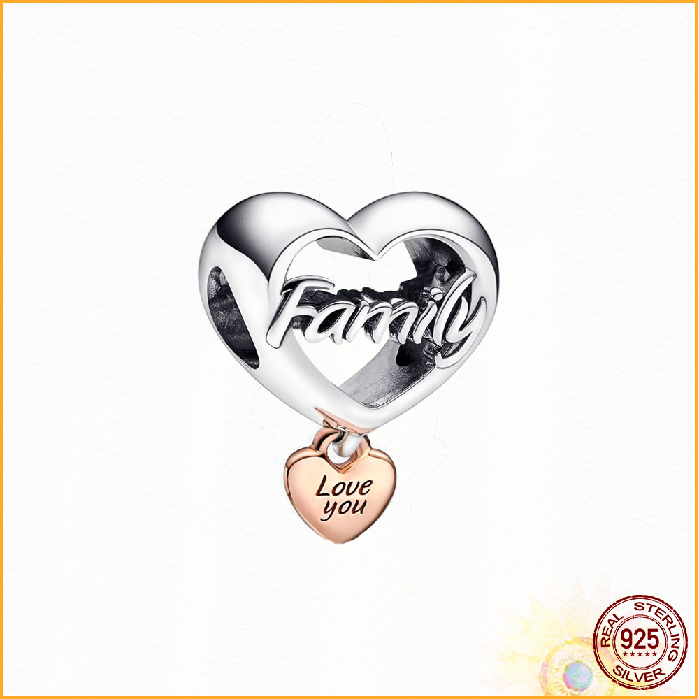 925 Sterling Silver Family Members Charm Pearl Is Suitable For Primitive Bracelet Womens Jewelry Gift Fashion Accessories Free Wholesale Freight