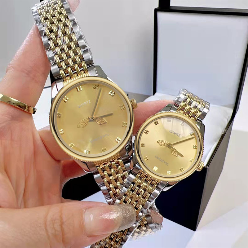 Fashion women watches 36mm 29mm unisex ladies watch quartz movement stainless steel strap gold wristwatches Bee second hand working female clock woman designer