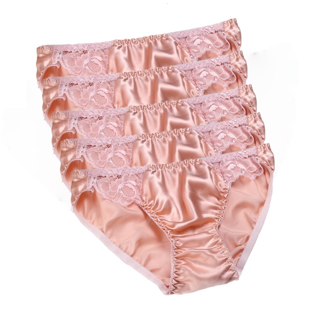 Women's Panties 5pcs Womens 100% Silk Panties Soft Briefs Sexy Sheer Lace Knickers Underwear for Lady naughty panties for women lingerie bottom 2
