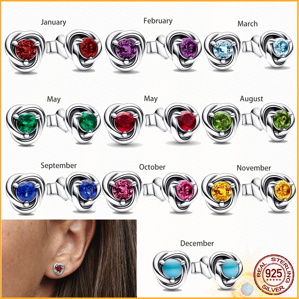 925 Sterling Silver Pandora Charm Month Birthstone Eternity Circle Stud Earrings Women Birthday Commemorative Jewelry Exquisite Gift
925 Sterling Silver Pandora Charm Month Birthstone Eternity Circle Stud Earrings Women Birthday Commemorative Jewelry Exquisite Gift