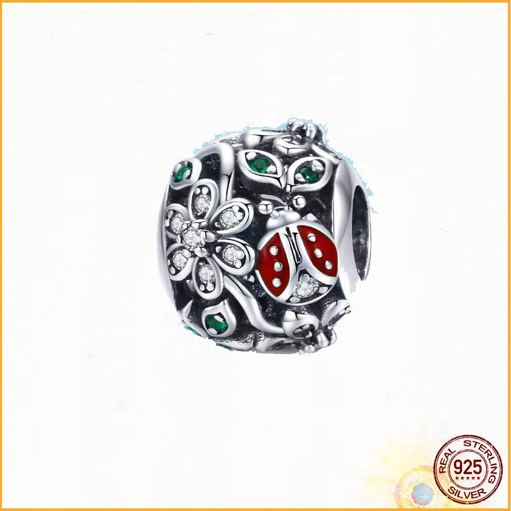 925 Sterling Silver Flower Jewelry Charms Is Suitable For Classic Bracelet Ladies Beautiful Gift Jewelry Fashion Accessories Free Wholesale Freight