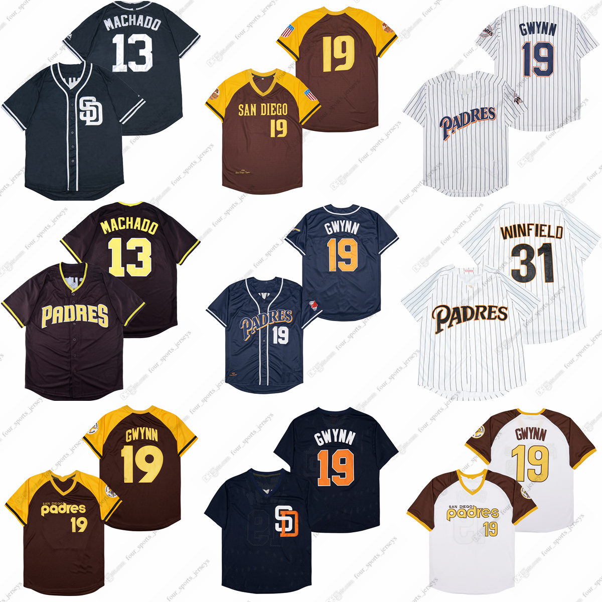 baseball jerseys 19 Tony Gwynn 31 Dave Winfield, Picture