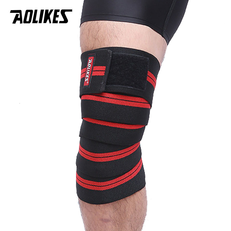 Elbow Knee Pads AOLIKES 1PCS 2M8CM Fitness Pressurized Straps Gym Weight Lifting Leg Compression Training Wraps Elastic Bandages 230331