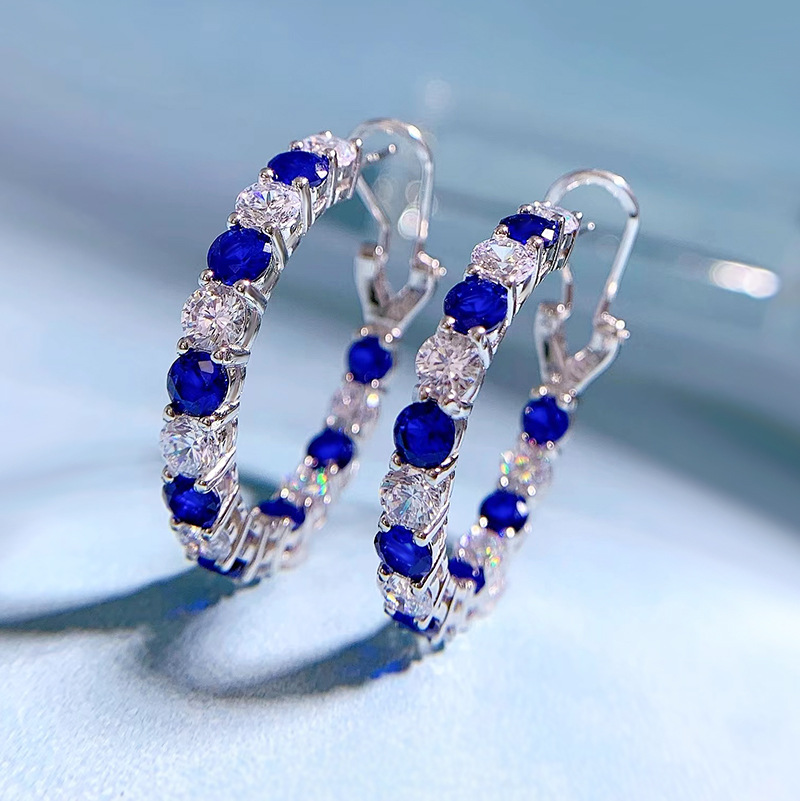 Luxury Sapphire Diamond Hoop Earring 100% Real 925 sterling silver Party Wedding Earrings for Women Bridal Engagement Jewelry
Luxury Sapphire Diamond Hoop Earring 100% Real 925 sterling silver Party Wedding Earrings for Women Bridal Engagement Jewelry