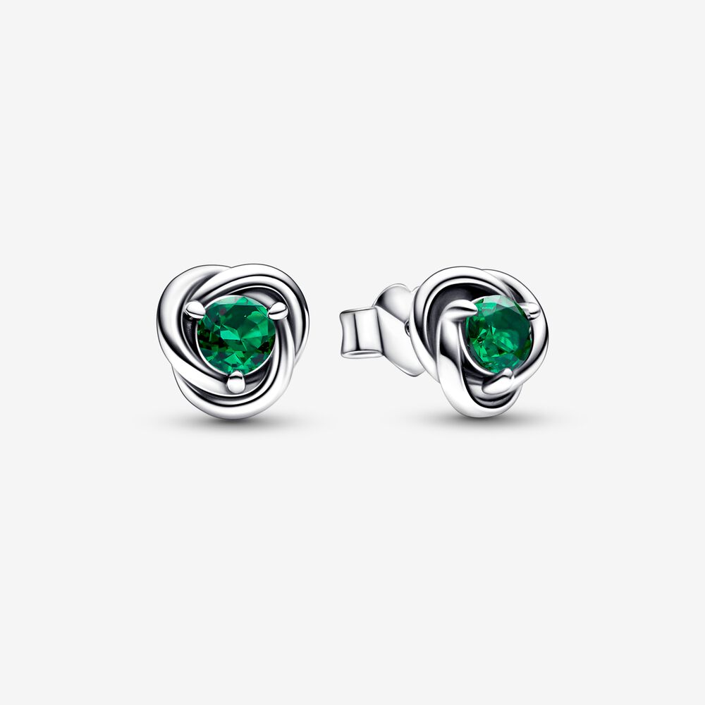 925 Sterling Silver Charm Month Birthstone Eternity Circle Stud Earrings Women Birthday Commemorative Jewelry Exquisite Gift