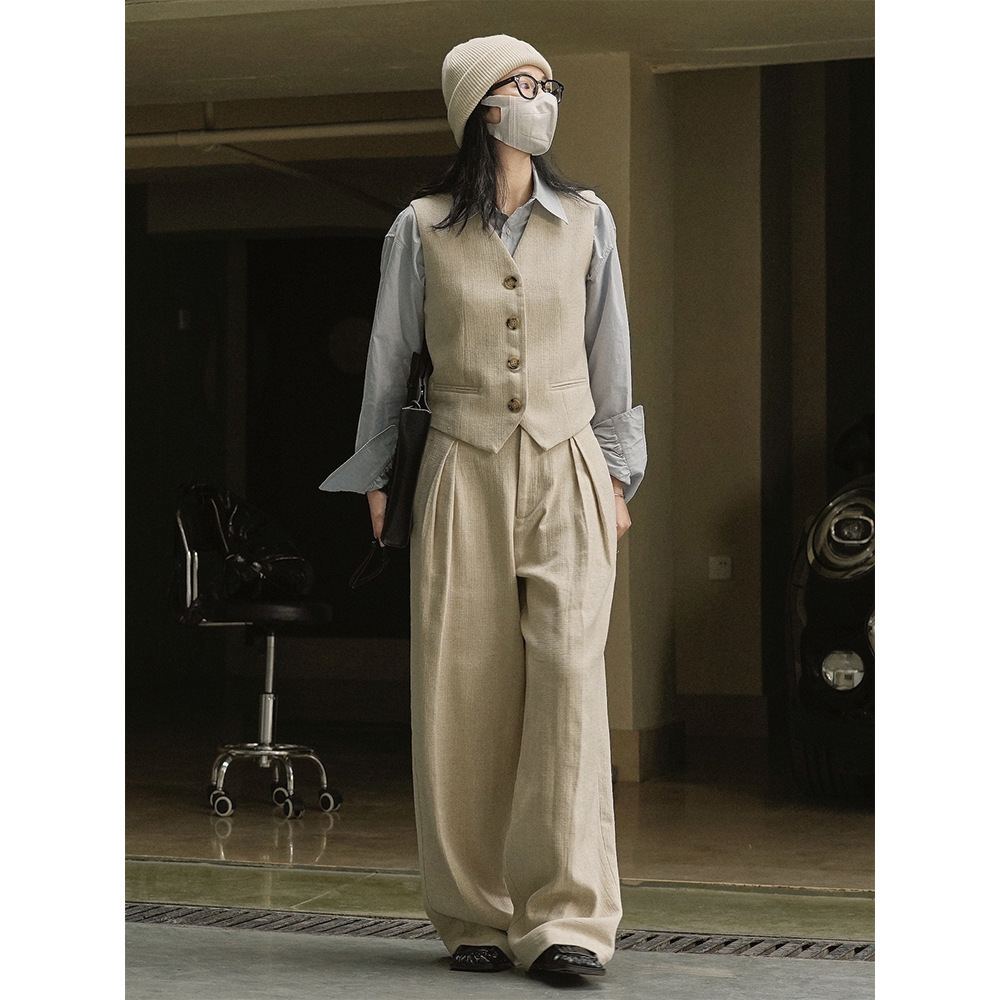 Women's Pants Capris Spring women's casual solid color high waist loose wide leg pants 230421 Z260314