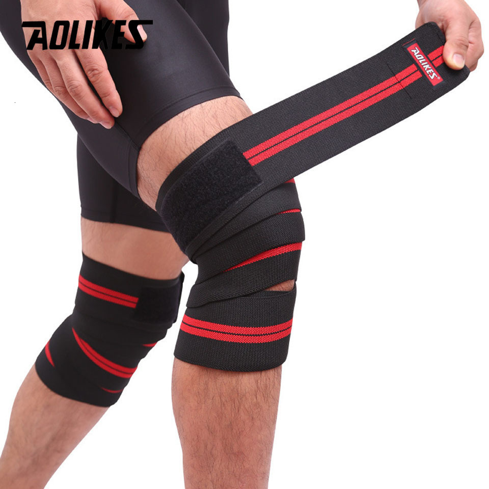 Elbow Knee Pads AOLIKES 1PCS 2M8CM Fitness Pressurized Straps Gym Weight Lifting Leg Compression Training Wraps Elastic Bandages 230331