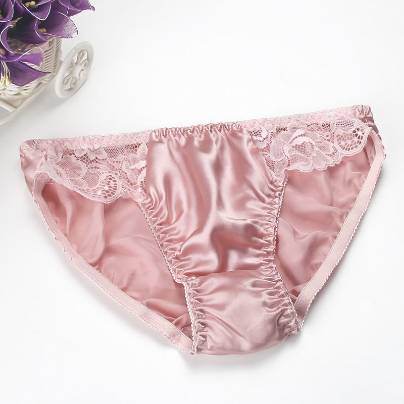 Women's Panties 5 PACK 100% Silk Women Panties Lace Briefs Low Waist Health Intimates Underwear Lingerie M-2XL MS003 230414