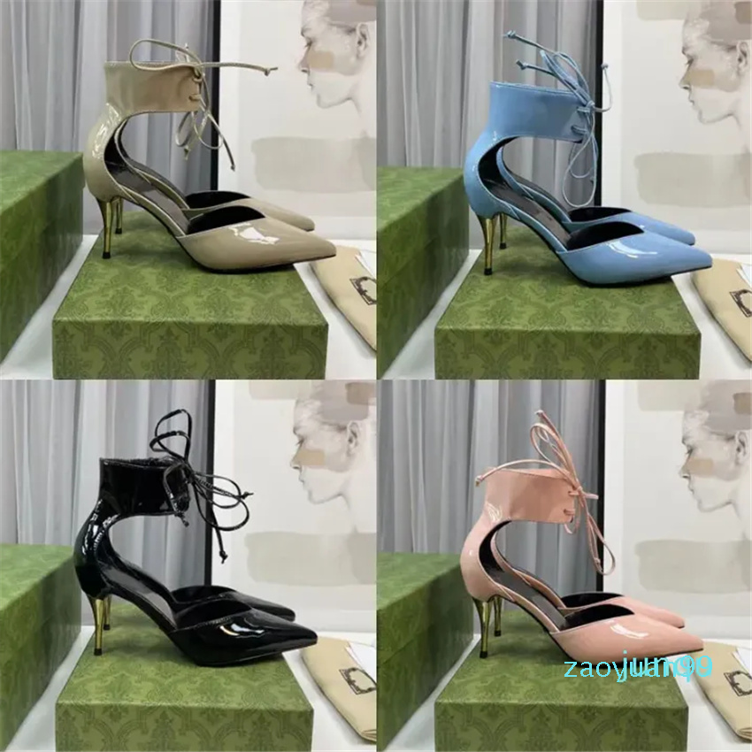 2023 designer luxury Sexy pointed toes heel sandals G familys womens patent leather Black/blue/pink/silver Shallow-cut sandal ladys fashion Hollowed out side
2023 designer luxury Sexy pointed toes heel sandals G familys womens patent leather Black/blue/pink/silver Shallow-cut sandal ladys fashion Hollowed out side