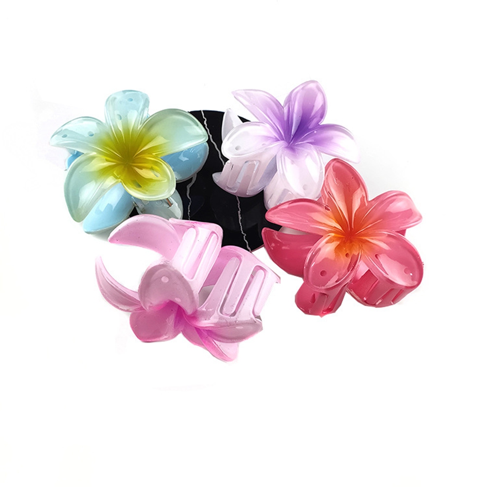 New Candy Gradient Color Flower Hair Clips Ribbon Girls Colorful Elegant Flower Shape Hair Claws Plastic Clip Hair Accessories S2028