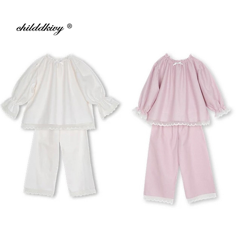 Pajamas High Quality Silk Girls' Pajamas Set Spring Dress Sweet Pajamas Soft Pajamas Suitable for Girls and Children Home Clothing Baby Clothing 