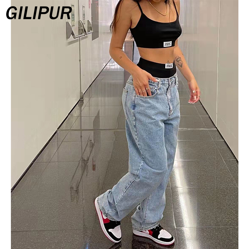 Women's Jeans Low Rise Jean Baggy Fashion Straight Leg Pants Y2k Denim Trousers Blue Vintage Mom Loose Waist 230330
