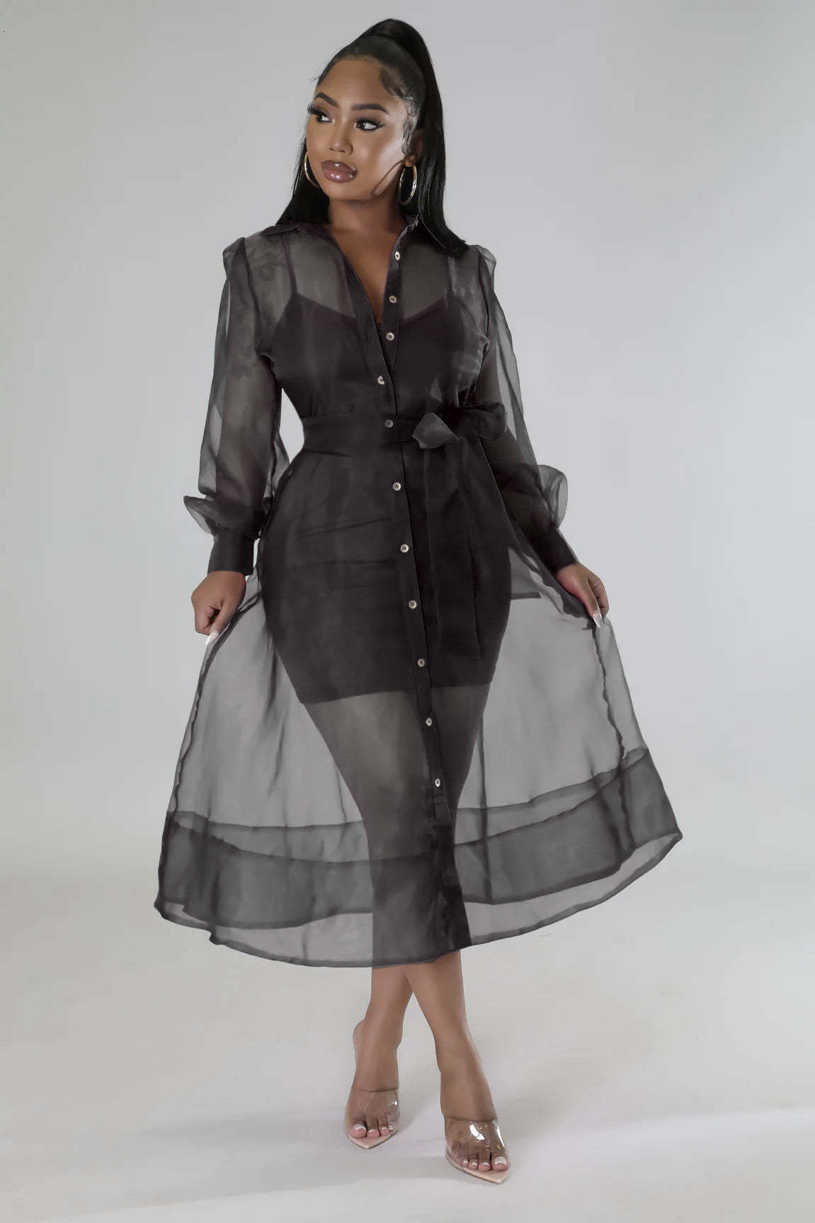 Casual Dresses Dress Sexy European and American Hip Dresses Fall Mesh Long Sleeve Suit Dress Fashion Temperament Fashion Women's Clothing 230331