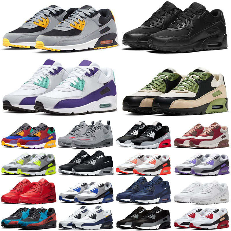 

Classic 90 Mens Running Shoes OG Triple White Black UNC Wolf Grey Polka Dot Infrared Supernova Total Orange Lahar Escape Hyper Grape Royal 90s Women Sneakers, 31