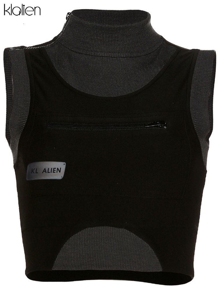 Women's Tanks Camis KLALIEN High Quality Vest Patchwork Stretch Harajuku Streetwear Crop Top Summer Elastic Casual Slim Sleeveless Camisole 23033