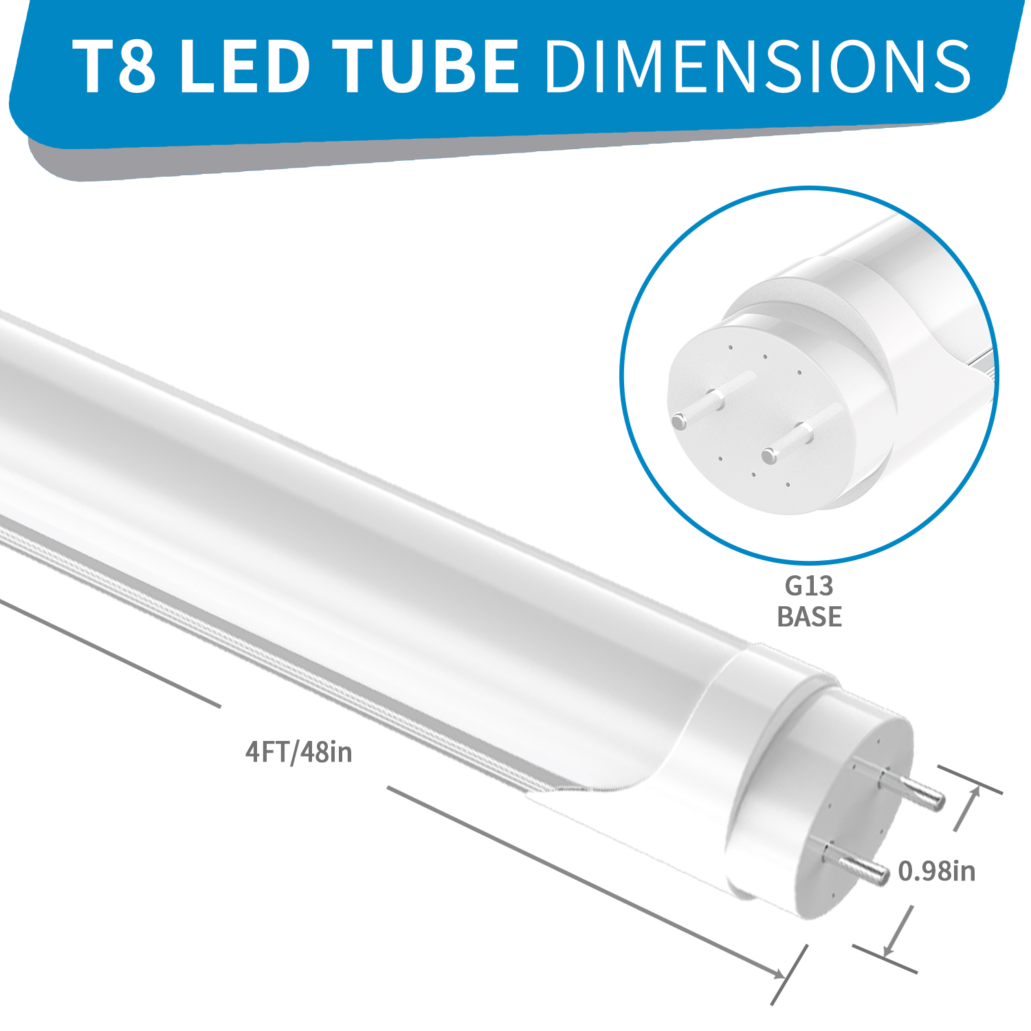 Stock In USA 4ft led tube 22W free shipping T8 G13 1.2m Led Lights Tubes T10 T12 Fluorescent Replacement Bulb AC 85-265V No Tax Fee