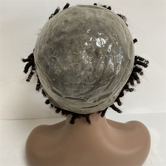 6mm Curl 130% Density Medical Wigs 12inches Brazilian Virgin Human Hair Thin Skin Unit Natural Color Full PU Wig for Black Women