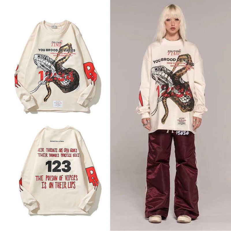 Rrr123 Sketch Snake Wash Vintage Embroidery Loose Long Sleeve T-shirt Fog Round Neck Sweater Men, 2301 apricot
Rrr123 Sketch Snake Wash Vintage Embroidery Loose Long Sleeve T-shirt Fog Round Neck Sweater Men, 2301 apricot