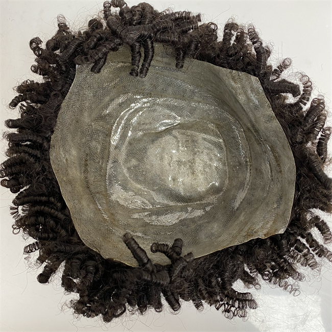 6mm Curl 130% Density Medical Wigs 12inches Brazilian Virgin Human Hair Thin Skin Unit Natural Color Full PU Wig for Black Women