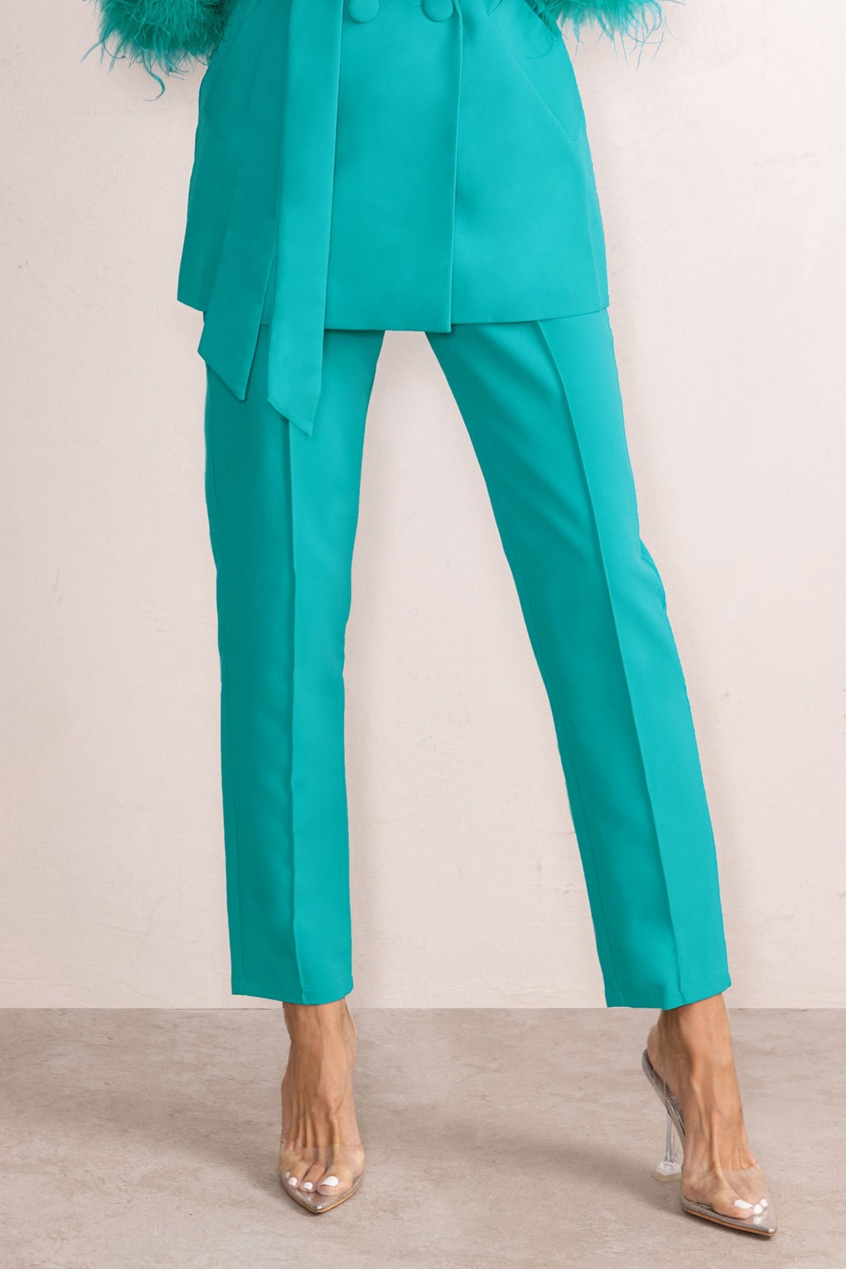 Ostrich Feather Mother of the Bride Pants Suits Custom Made Ladies Women Formal Evening Party Blazer Wear Jacket 2 Pieces