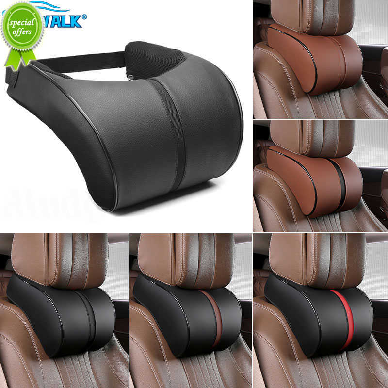 New Car Seat Headrest Travel Rest Neck Pillow PU Leather Auto Car Neck Pillow Memory Foam Neck Pillows Seat Headrest Cushion