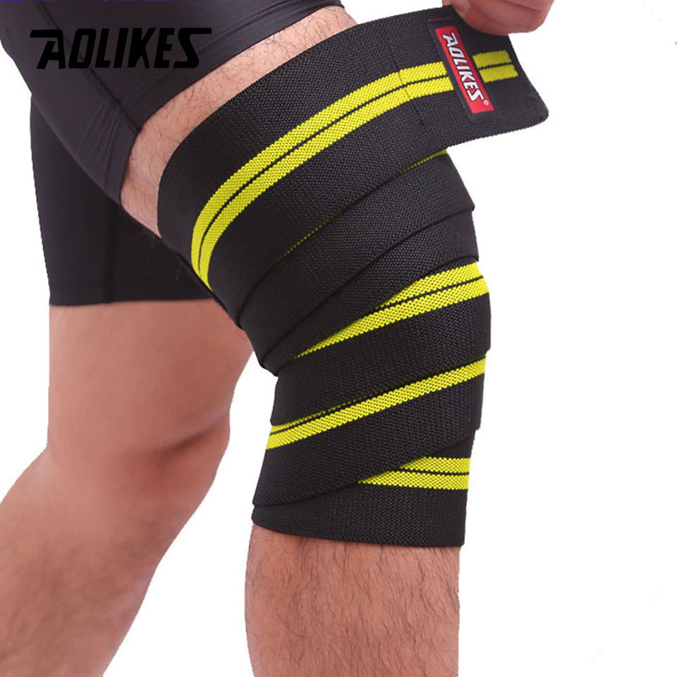 Elbow Knee Pads AOLIKES 1PCS 2M8CM Fitness Pressurized Straps Gym Weight Lifting Leg Compression Training Wraps Elastic Bandages 230331
