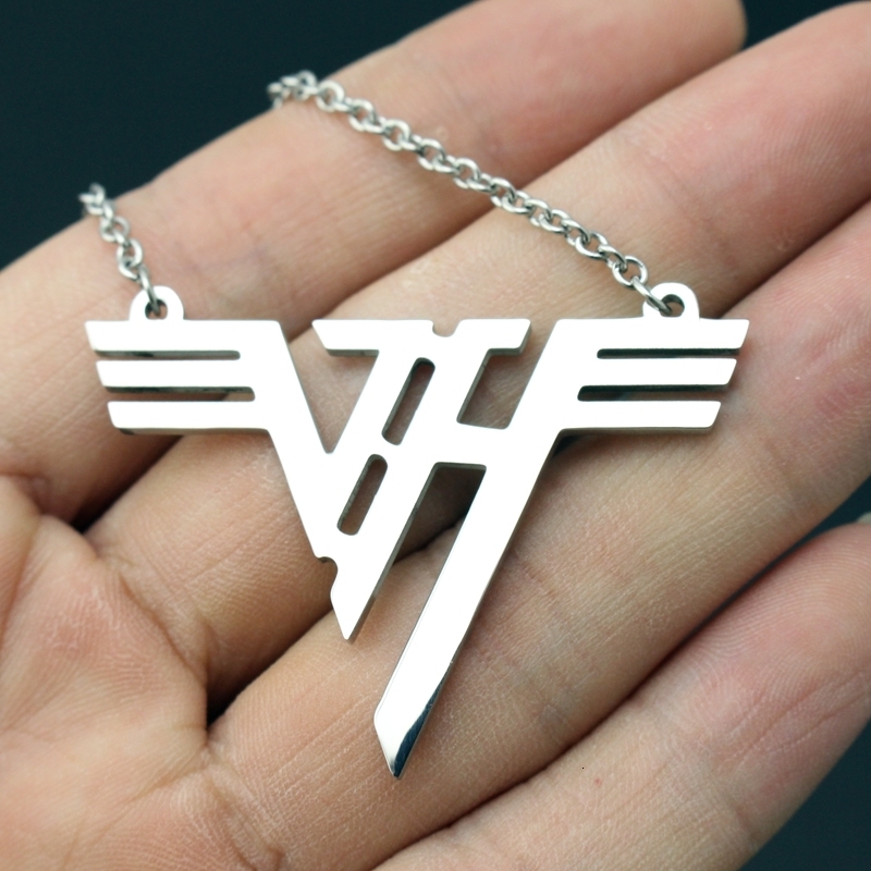 Chokers VH Charm Eddie Van Halen band Stainless Steel Pendant Necklace Jewelry 24" Chain 230331