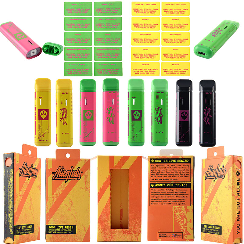 Alien labs 1.0ML E Cigarettes Cartridges Packaging Rechargeable Device Pods Disposable Vape Pens Vaporizer Preheating Micro USB Chargers
Alien labs 1.0ML E Cigarettes Cartridges Packaging Rechargeable Device Pods Disposable Vape Pens Vaporizer Preheating Micro USB Chargers