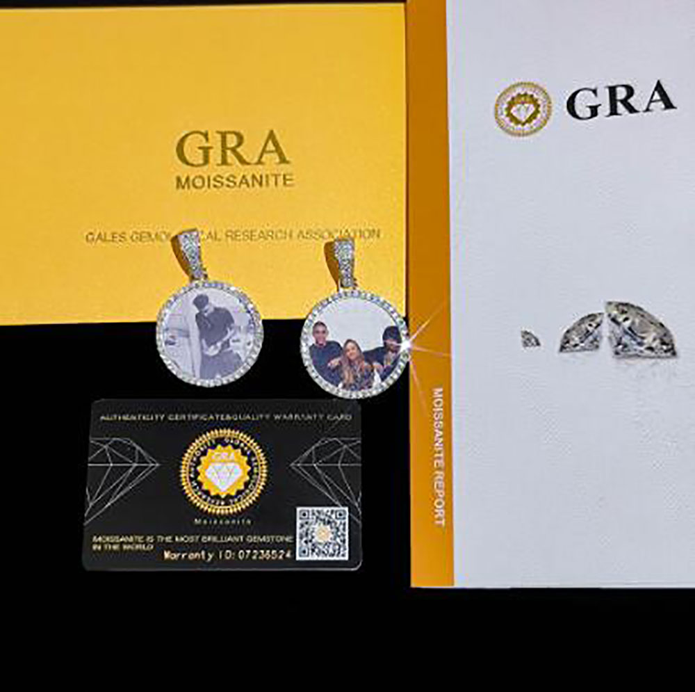 Men Women Custom Round Photo Medallions Pendant Necklace gifts Moissanite Dia Real Sterg Sier Hiphop Jewelry