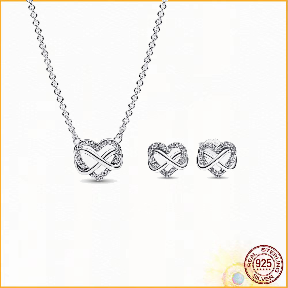 Shiny Herbarium Round Necklace Earring Set 925 Sterling Silver Fit Women Anniversary Birthday Gift