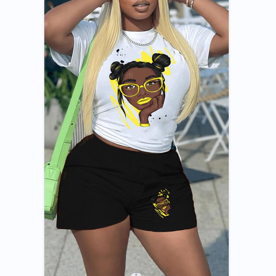 Designer Summer Outfits Women Tracksuits Plus size 3XL 4XL 5XLTwo Pieces Set Short Sleeve White T-shirt AND Shorts Matching Sportswear jogger Suits Wh