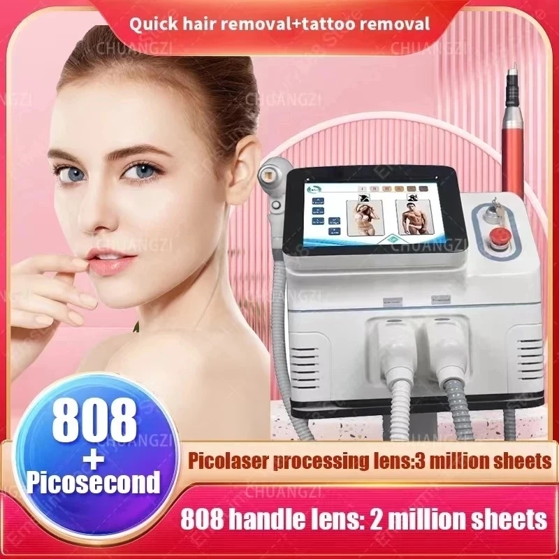 Laser Machine 2in1 laser tattoo removal Epilator 808 diode laser hair removal 3 wavelength 755nm 808nm 1064nm Pico Permanent
Laser Machine 2in1 laser tattoo removal Epilator 808 diode laser hair removal 3 wavelength 755nm 808nm 1064nm Pico Permanent