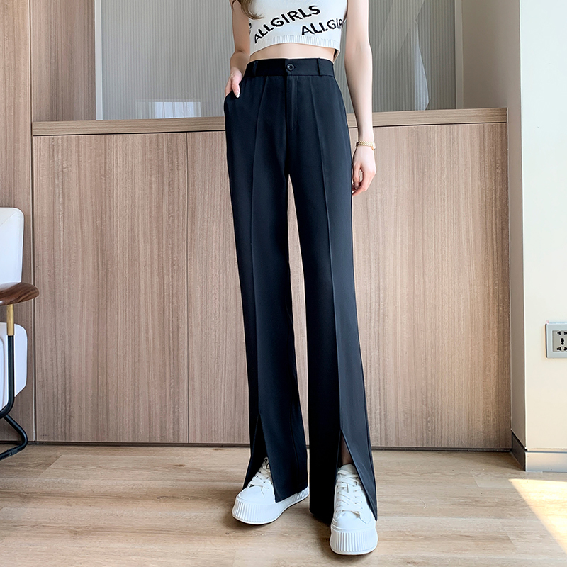 Capris Black Front Sewn Fashion Office Women's Long Straight Elastic High Waist Pencil Loose Pants Bodysuit 230331 Z260314