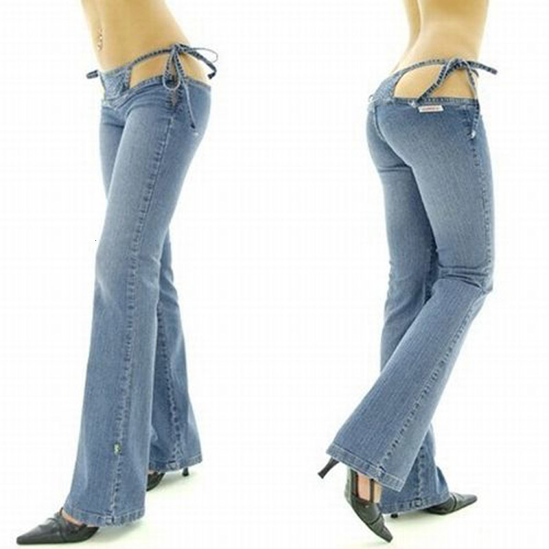 Women's Jeans High quality Personality Slim Ultra Waist Bikini Fashion Drawstring Trousers Comfortable Flares Pants 230331