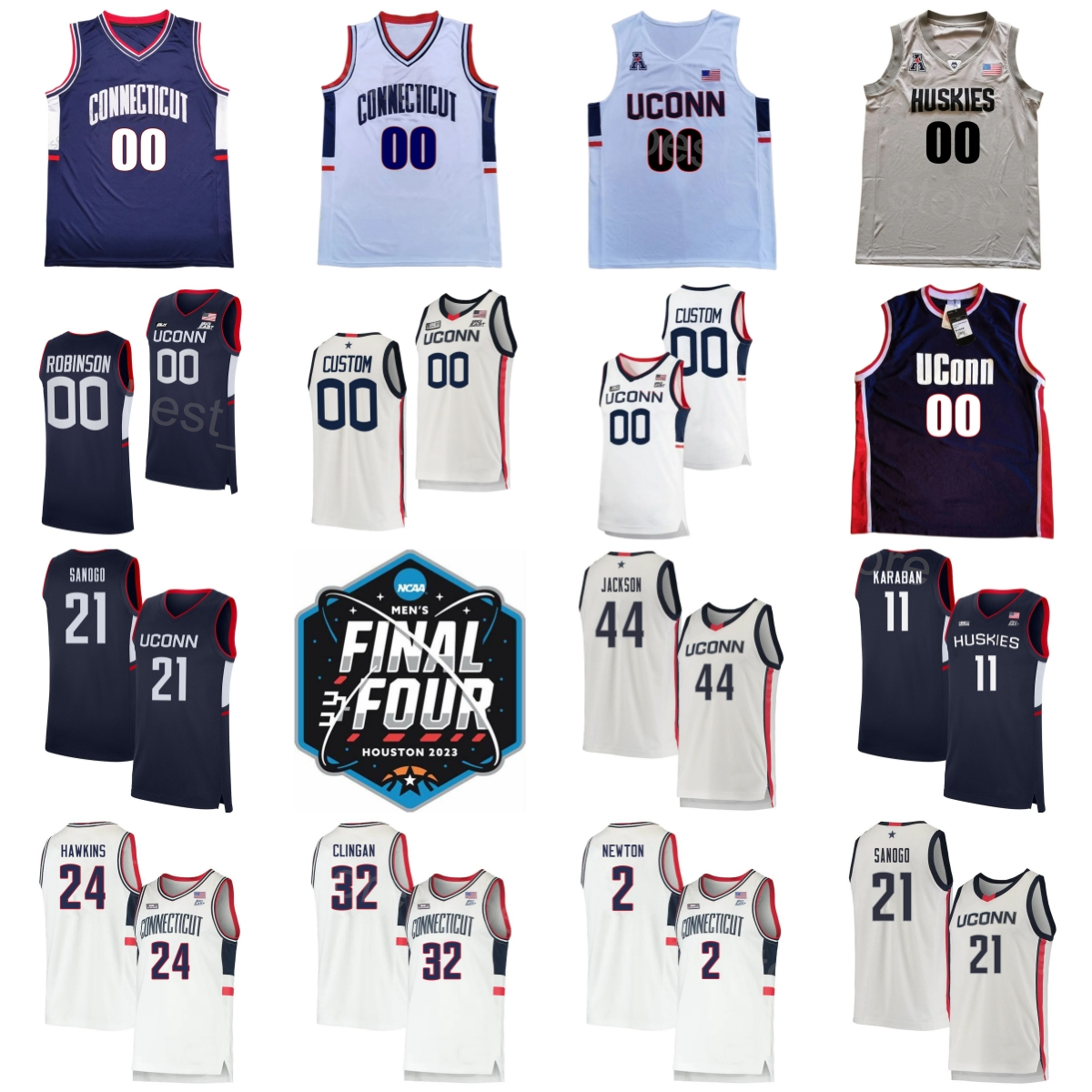 2023 Final Four Basketball UConn Huskies College Jerseys 21 Adama Sanogo 24 Hawkins 2 Tristen Newton 11 Alex Karaban 32 Donovan Clingan 44 Andre Jackson Jr Shirt NCAA, White
2023 Final Four Basketball UConn Huskies College Jerseys 21 Adama Sanogo 24 Hawkins 2 Tristen Newton 11 Alex Karaban 32 Donovan Clingan 44 Andre Jackson Jr Shirt NCAA, White