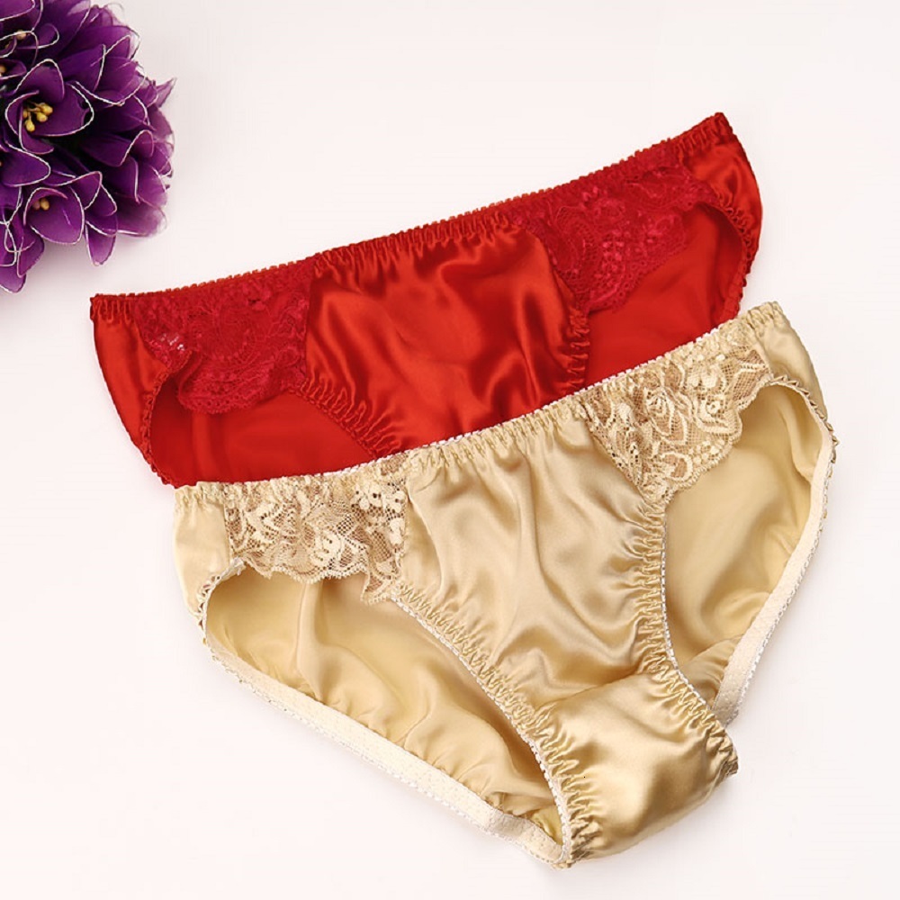 Women's Panties 5pcs Womens 100% Silk Panties Soft Briefs Sexy Sheer Lace Knickers Underwear for Lady naughty panties for women lingerie bottom 2